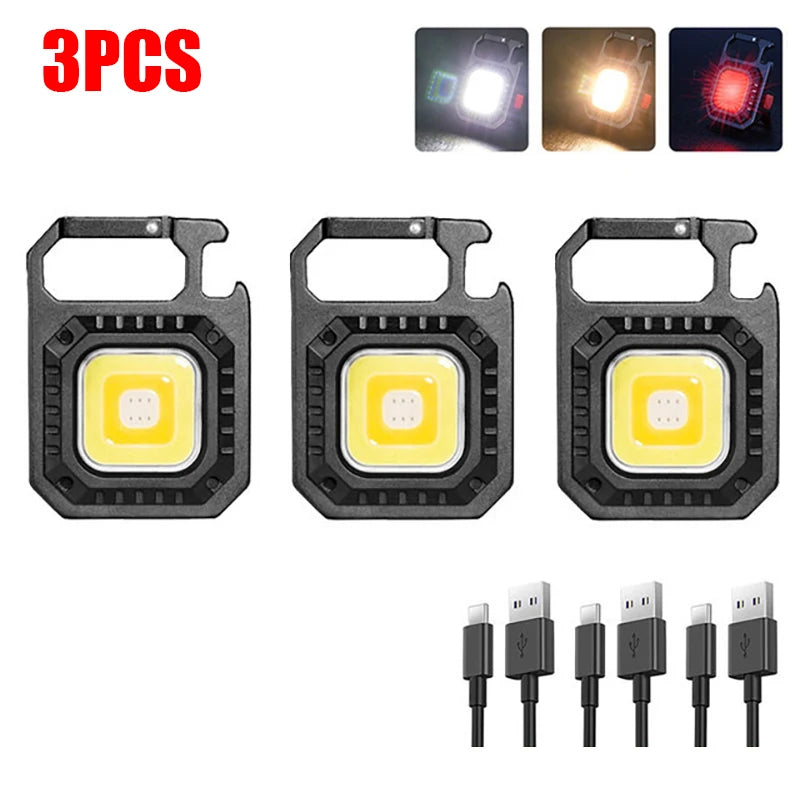 Multifunctional Mini COB LED Working Light USB Rechargeable Portable Flashlight KeychainTorch Outdoor Camping Lantern-WAYBIKER