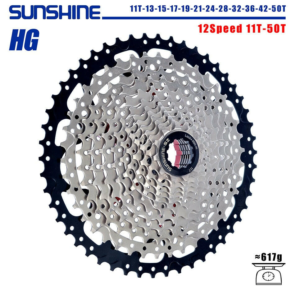 SUNSHINE Bicycle Cassette 8/9/10/11/12Speed Freewheel 32/36T/40T/42T/46T/50T/52T Sprocket HG Structure Flywheel For SHIMANO/SRAM-WAYBIKER