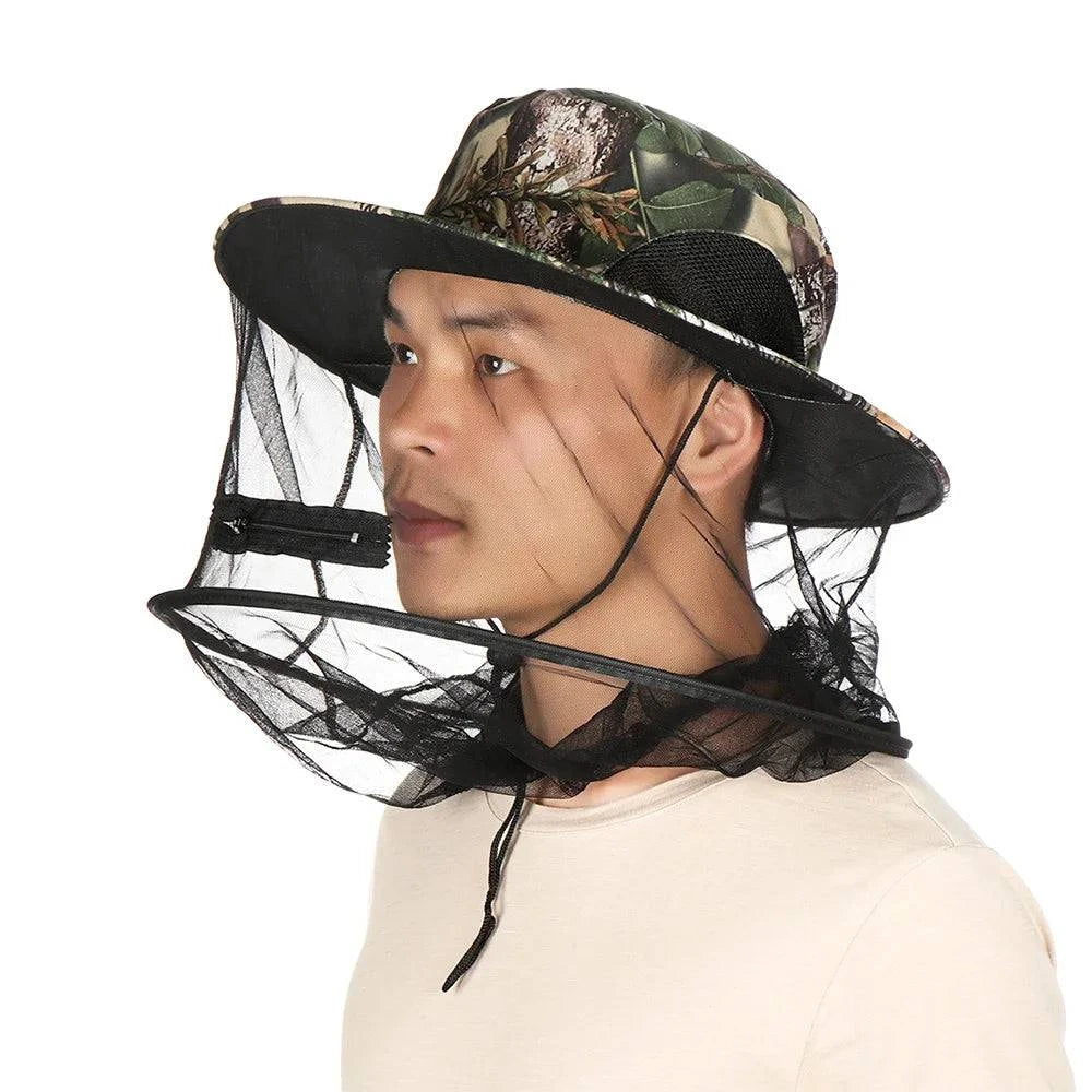 Net Hat Fishing Caps Sun Head Mosquito Net Cap Fishing Caps Face Head Neck Wrap Protector Travel Headgear Isolator-WAYBIKER