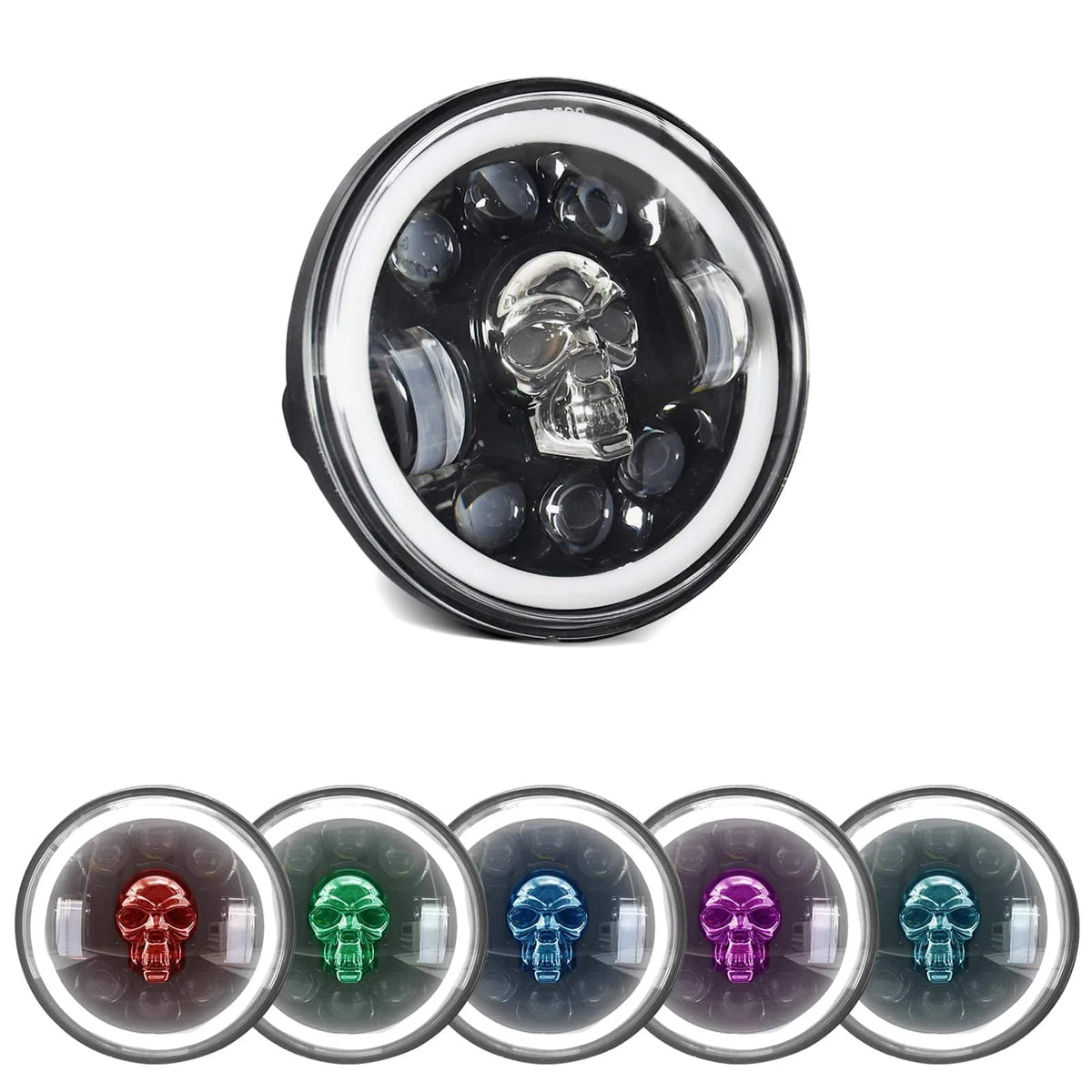 5.75 inch Motorcycle LED Headlight Skull Pattern LED Headlight with Hi