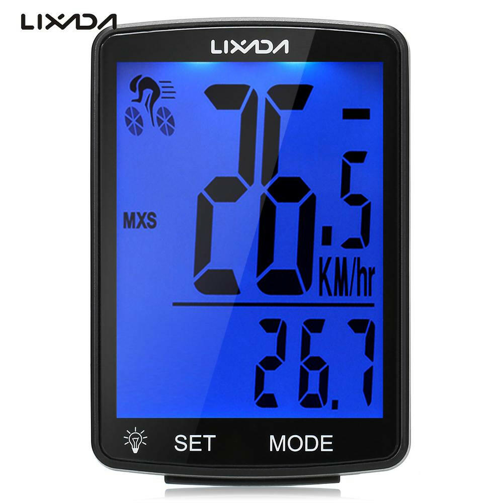 LIXADA Wireless Bike Computer LCD Screen Bicycle Computer Mountain Bike Speedometer Odometer IPX6 Waterproof Cycling Stopwatch-WAYBIKER