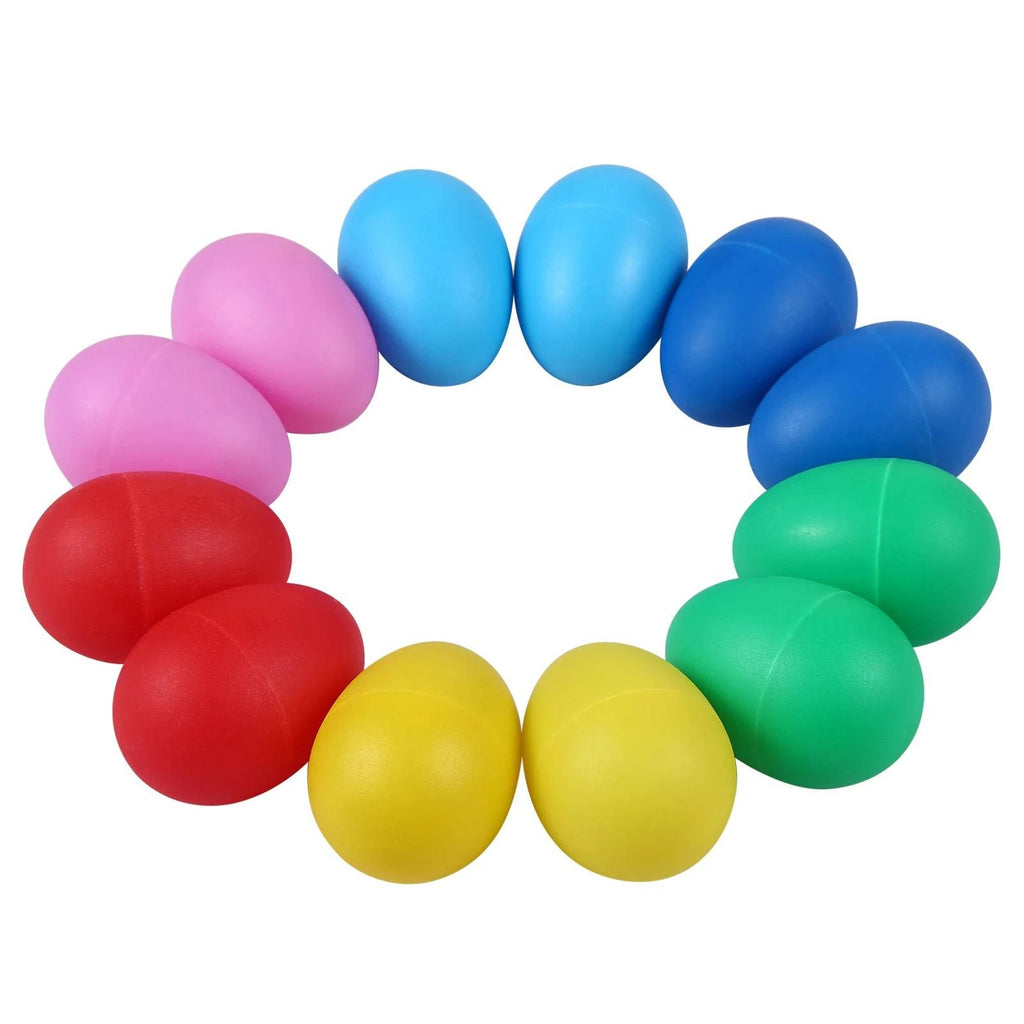 12 Pcs Sand Eggs Percussion Egg Shaker Musical Instrument Colorful Plastic Sand Eggs Easter Egg Shaker for Learning DIY Painting-WAYBIKER