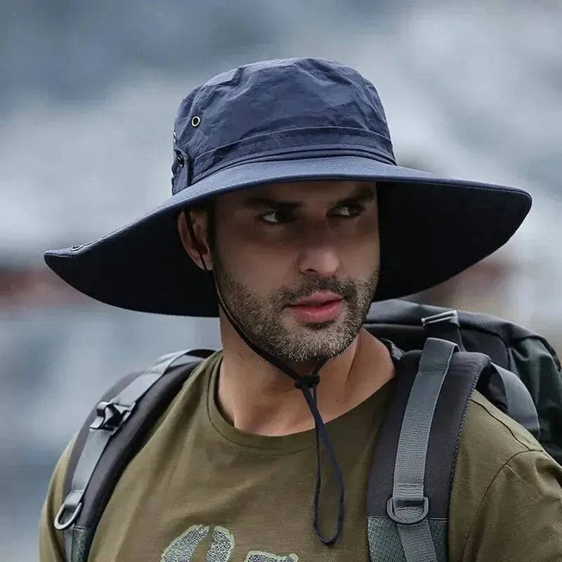 New Sun Protection Fishing Hat Summer Breathable Mesh Camping Hiking Caps Anti-UV Sun Hat Mountaineering Caps Men's Panama Hat-WAYBIKER