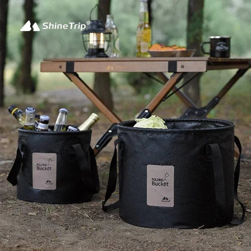 ShineTrip Outdoor Thickened Portable Camping Bucket High-temperature Resistant Large Capacity Folding Water Bucket ﻿-WAYBIKER