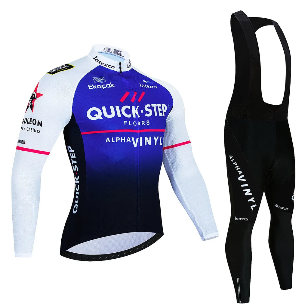 Long Sleeve Cycling Jersey Set New Quick Step Mtb Bicycle Clothing Bicycle Maillot Ropa Ciclismo Mans Bike Clothes Cycling Set-WAYBIKER