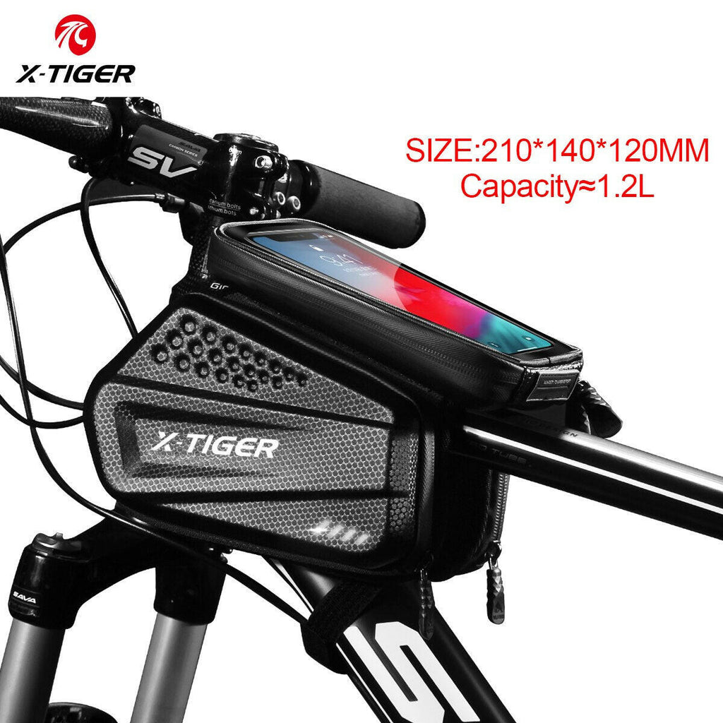 X-TIGER Bicycle Bag Waterproof Touch Screen Cycling Bag Top Front Tube Frame MTB Road Bike Bag 6.5 Phone Case Bike Accessories-WAYBIKER