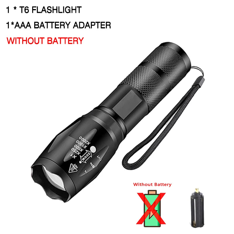 High Power Led Flashlights Camping Torch 5 Lighting Modes Zoom Light Aluminum Alloys Waterproof Material External 18650 Battery-WAYBIKER