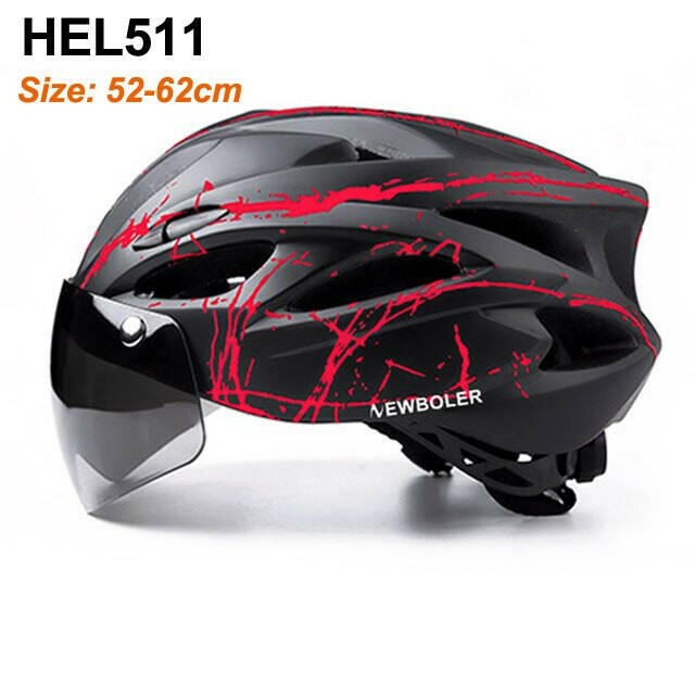 NEWBOLER Bike Helmet Man Women Safety Helmet Outdoor Motorcycle Bicycle Helmet Removable Lens Visor Mountain Road Cycling Helmet-WAYBIKER