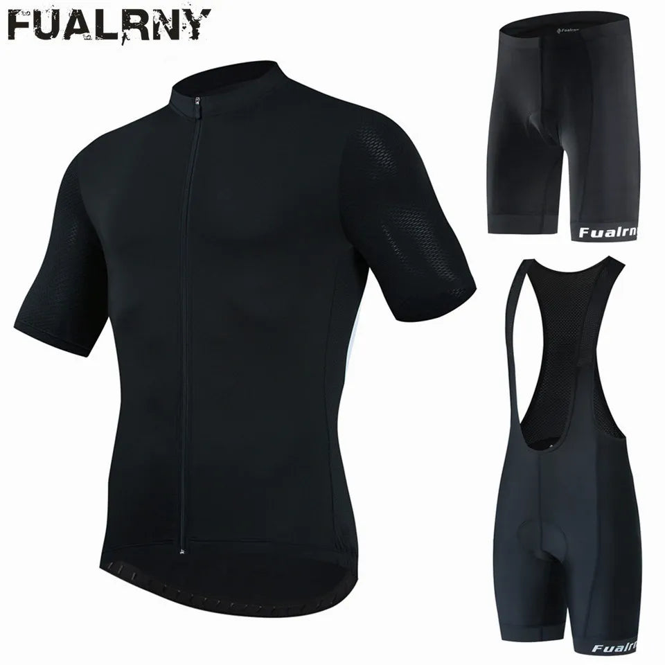 FUALRNY Cycling Jersey Set Men Summer Outdoor Sport Cycling Clothing Quick Dry Bike Clothes Breathable MTB Bicycle Cycling Suit-WAYBIKER
