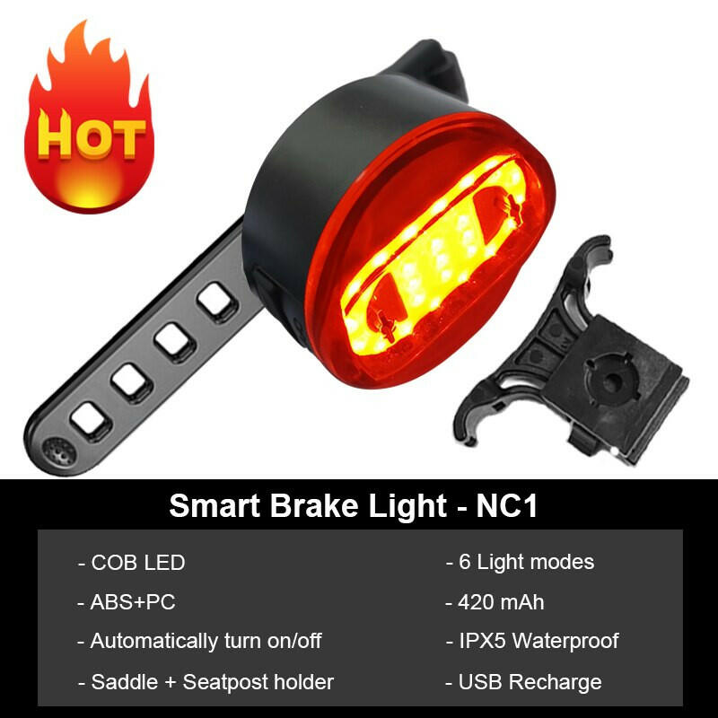 Toptrek Bicycle Smart Auto Brake Sensing Taillight IPx5 Waterproof LED Charging Cycling Tail Light Bike Rear Light Accessories-WAYBIKER