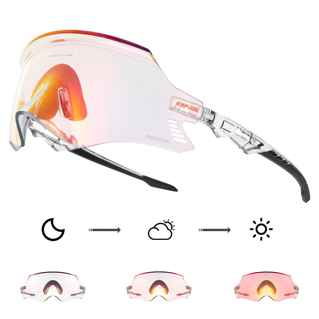 Kapvoe-Photochromic Sports Sunglasses for Man Road MTB Bicycle Glasses Riding Goggle Sports Eyewear Bike Women Cycling Glasses