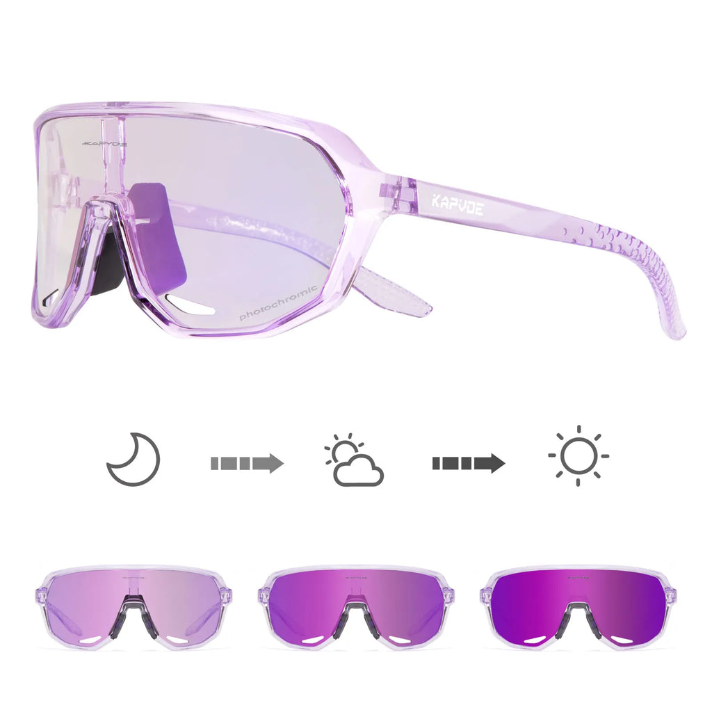 KAPVOE Outdoor Sport Photochromic Cycling Sunglasses UV400 Road Bike Cycling Glasses for Men Women MTB Driving Bicycle Goggles-WAYBIKER