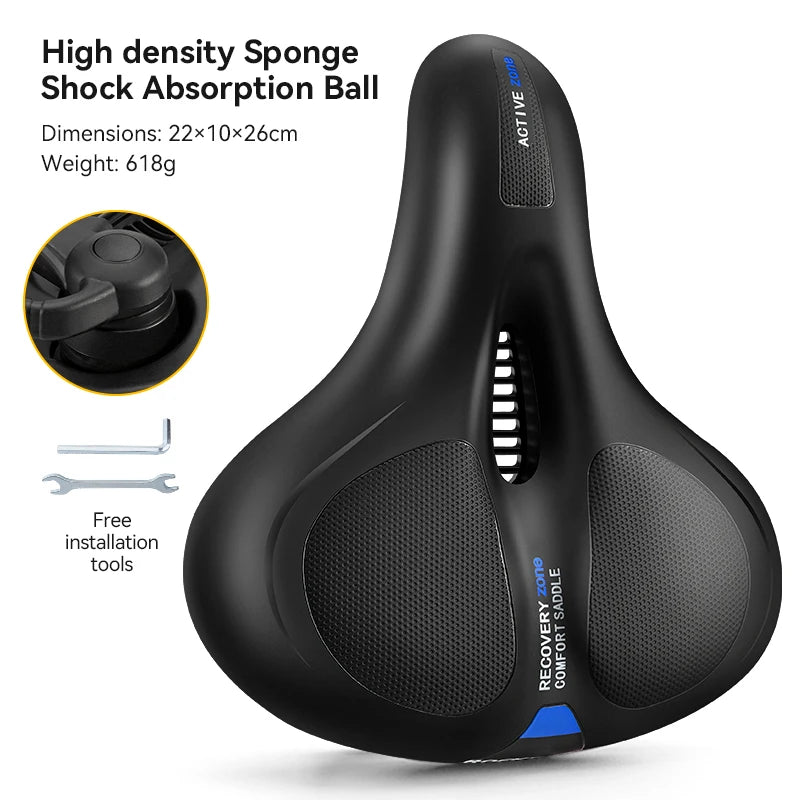 ROCKBROS Bicycle Saddle Rainproof PU Surface Soft Memory Sponge Shockproof Cycling Seat MTB Saddle Reflective Bike Saddle Seat