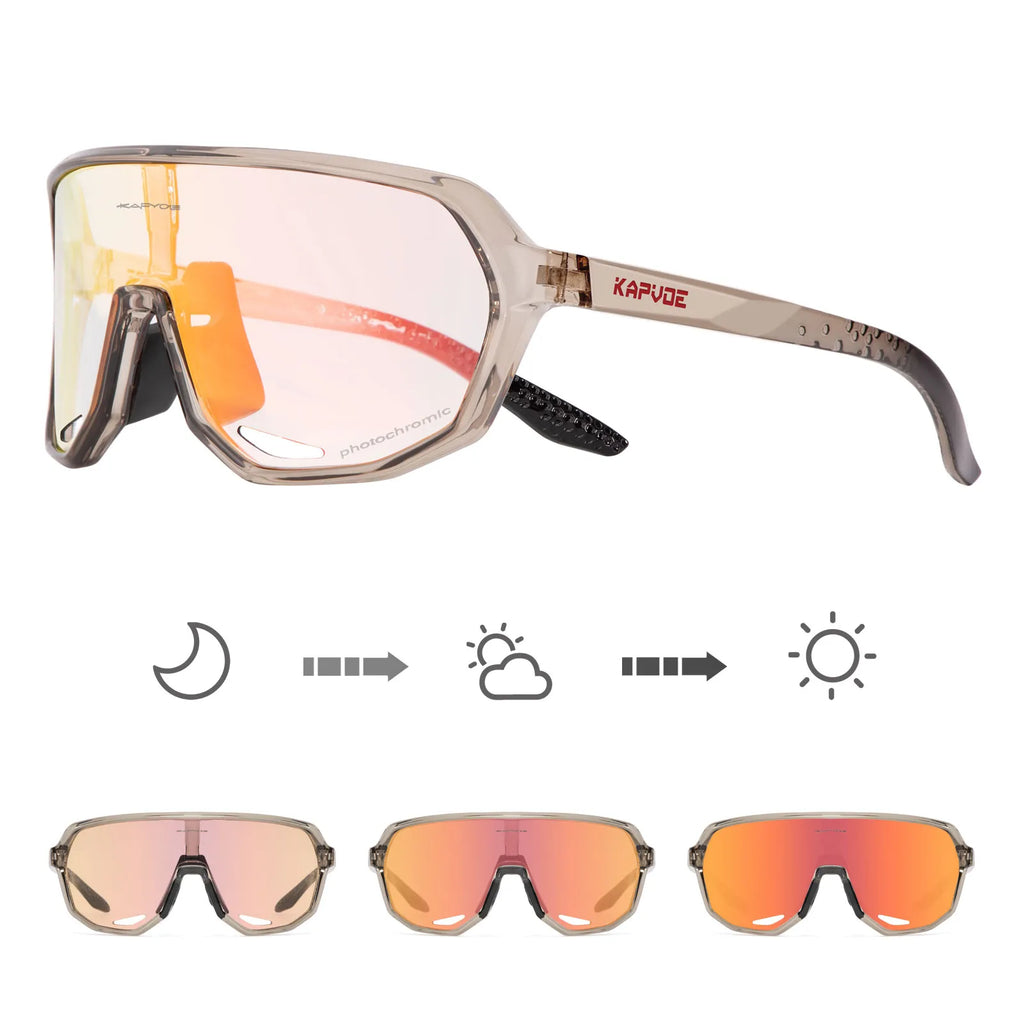 KAPVOE Outdoor Sport Photochromic Cycling Sunglasses UV400 Road Bike Cycling Glasses for Men Women MTB Driving Bicycle Goggles-WAYBIKER