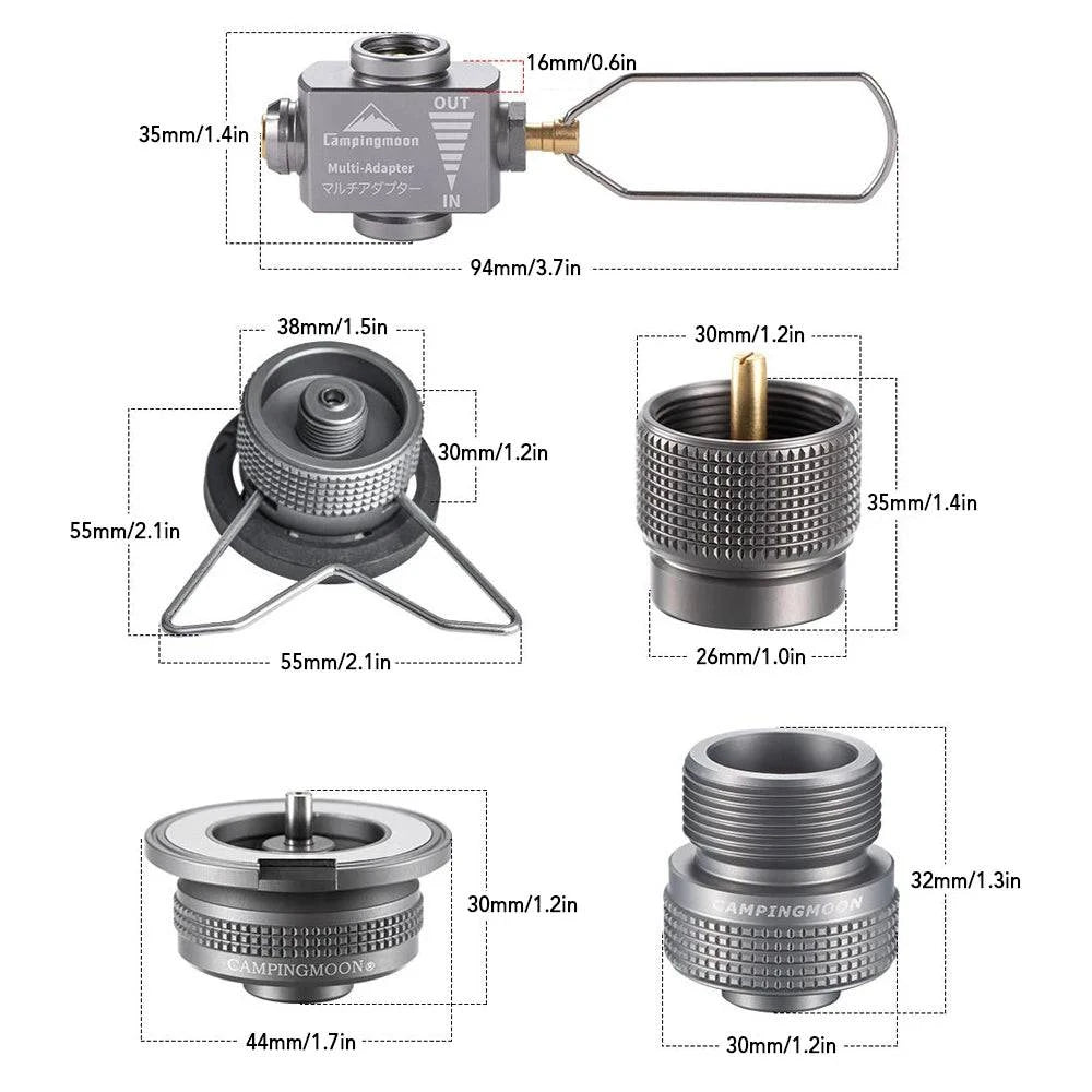Gas Cartridge Head Conversion Adapter Butane Adapter with Bracket Nozzle Bottle Type Input Screw Type Lindal Valve Output-WAYBIKER