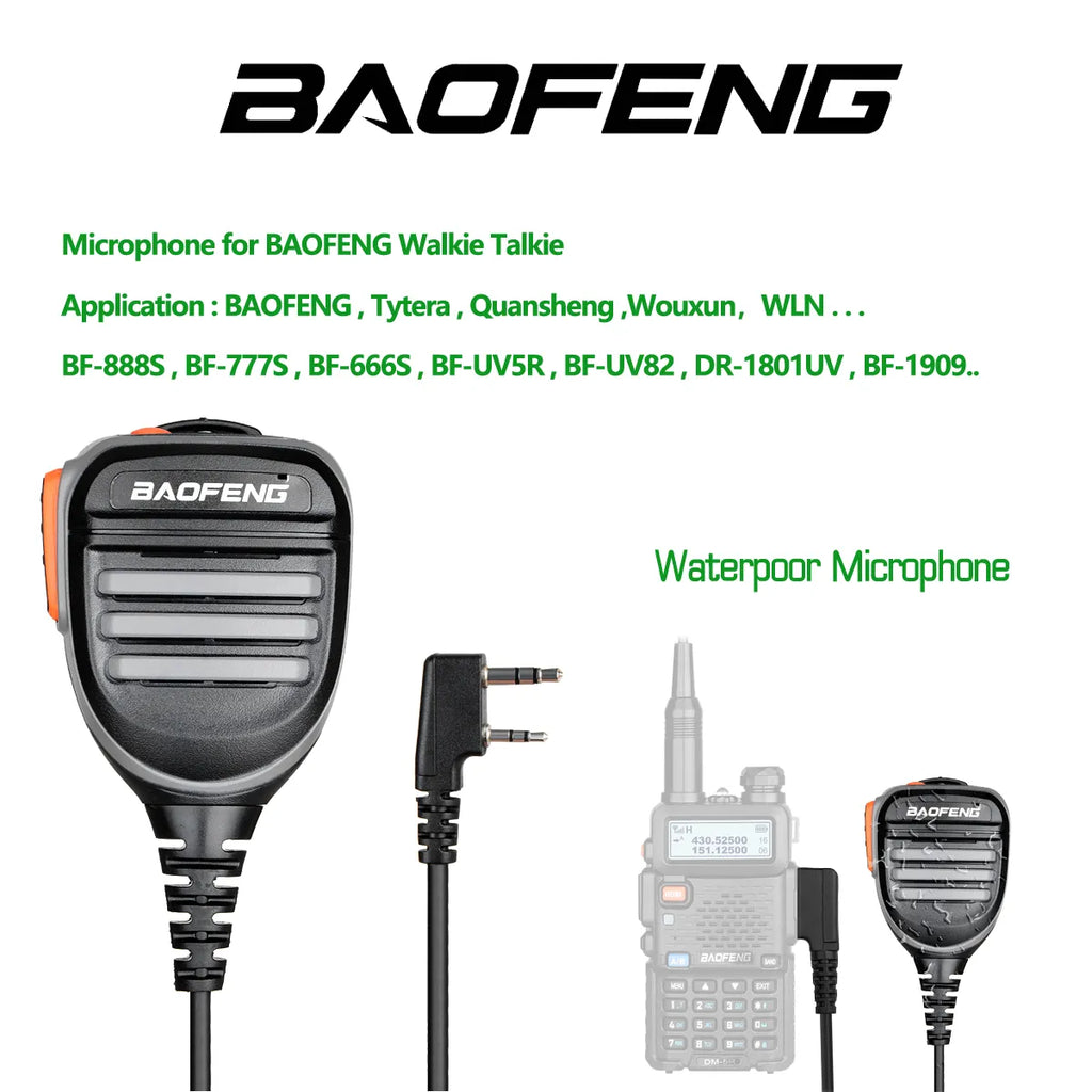 Baofeng AR-780 Waterproof Shoulder Speaker Microphone For Walkie Talkie TYT Baofeng BF-888S UV-5R UV-S9 Plus AR-518 Quansheng K5-WAYBIKER