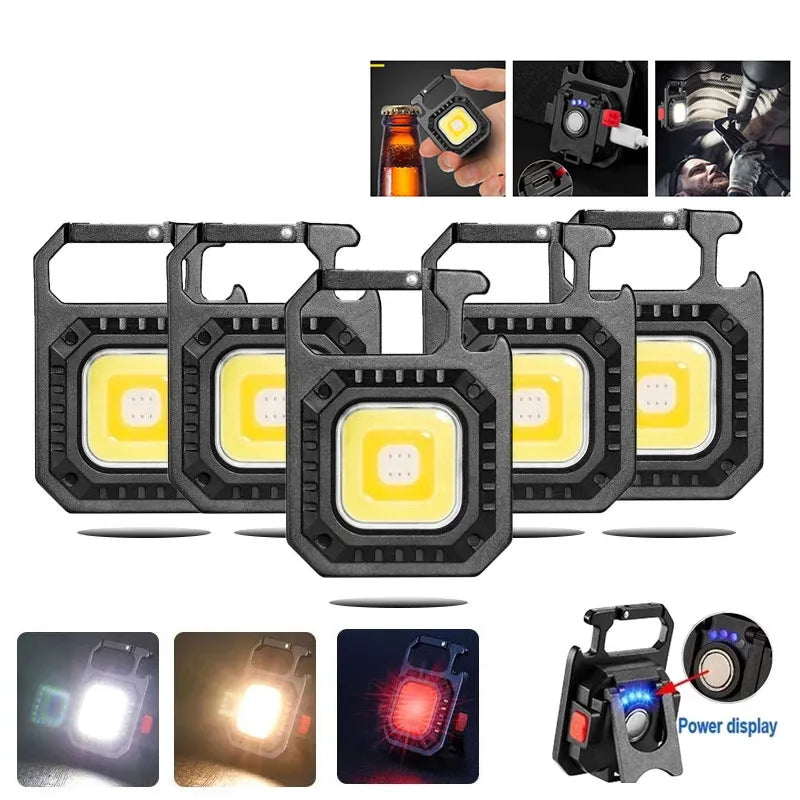 Multifunctional Mini COB LED Working Light USB Rechargeable Portable Flashlight KeychainTorch Outdoor Camping Lantern-WAYBIKER