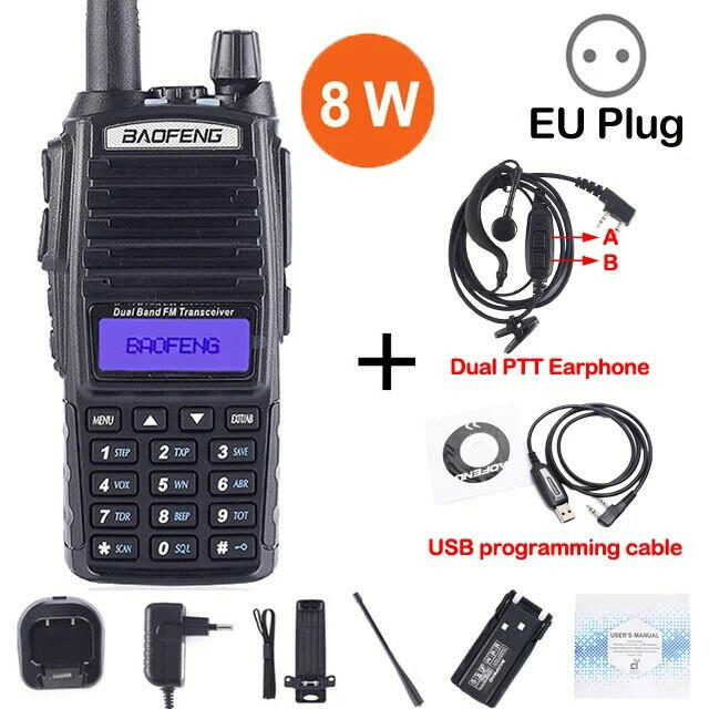 Baofeng Real 8W Portable Radio Walkie Talkie UV-82 Dual PTT Two-way Radio Vhf Uhf Amateur Radio Receiver UV82 Better than UV5R-WAYBIKER