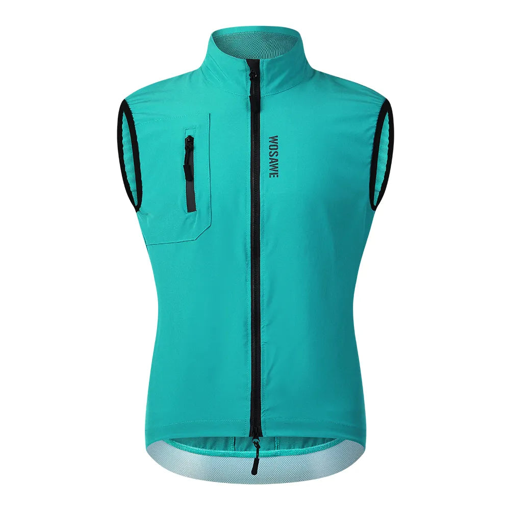 WOSAWE Ultralight Windproof Cycling Vest Men's Wind Coat Bike Gilet Stretch fabric Sleeveless Jacket With Zipper Pocket-WAYBIKER