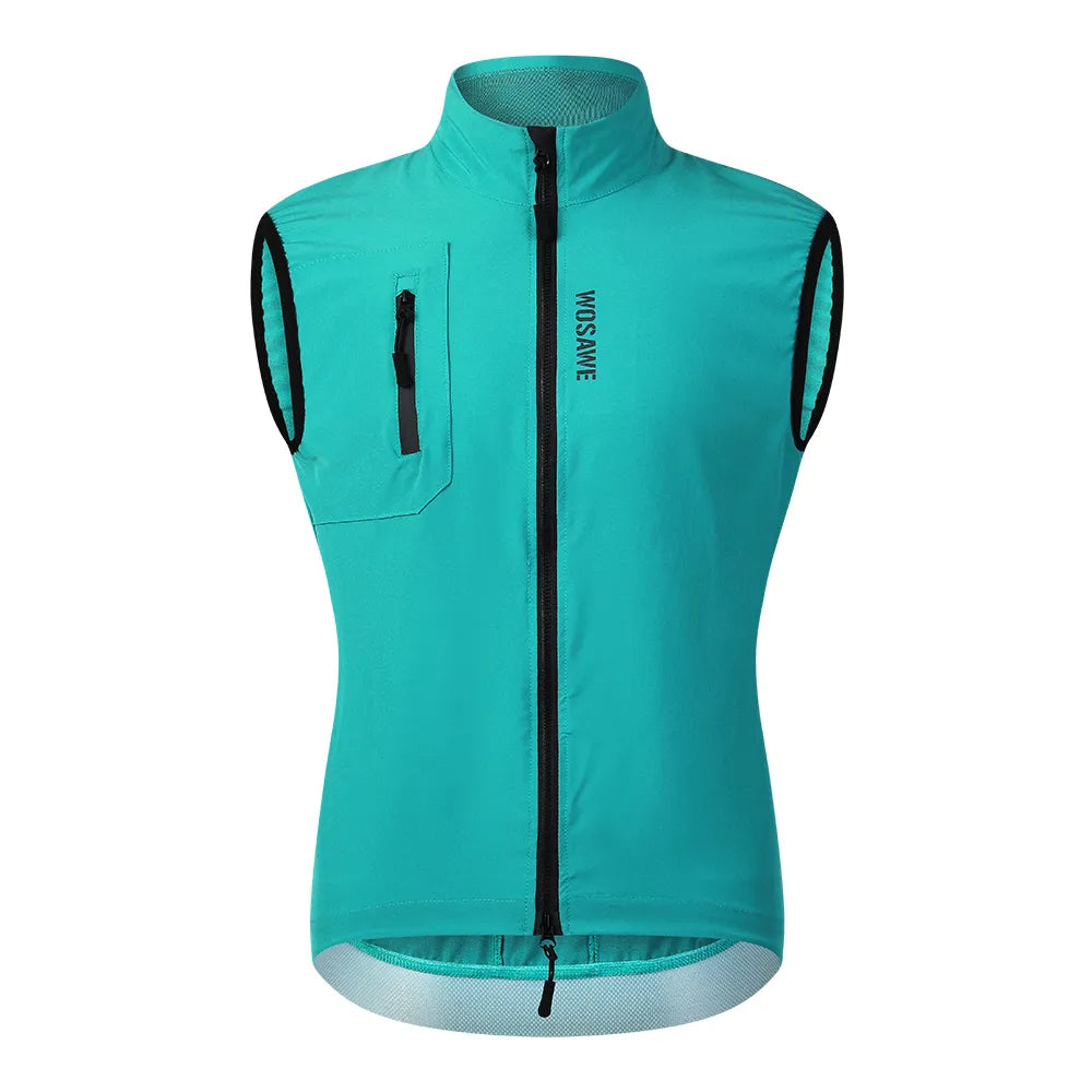 WOSAWE Ultralight Windproof Cycling Vest Men's Wind Coat Bike Gilet Stretch fabric Sleeveless Jacket With Zipper Pocket