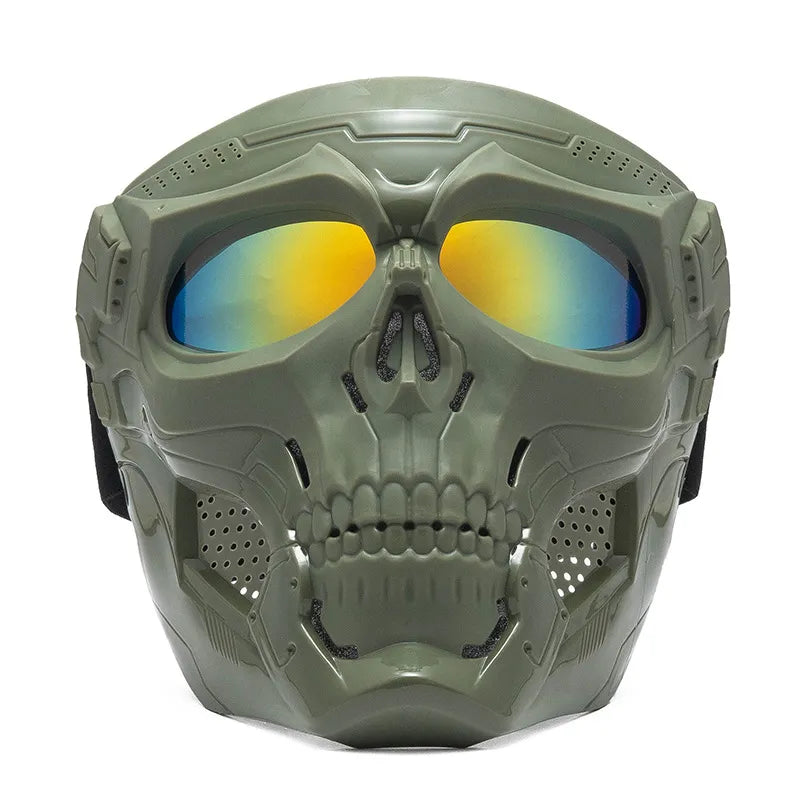Cycling Colored Goggle Motorcycle Skull Skeleton Mask Windproof Full Face Mask Paintball Game Tactical Protection Helmet Mask
