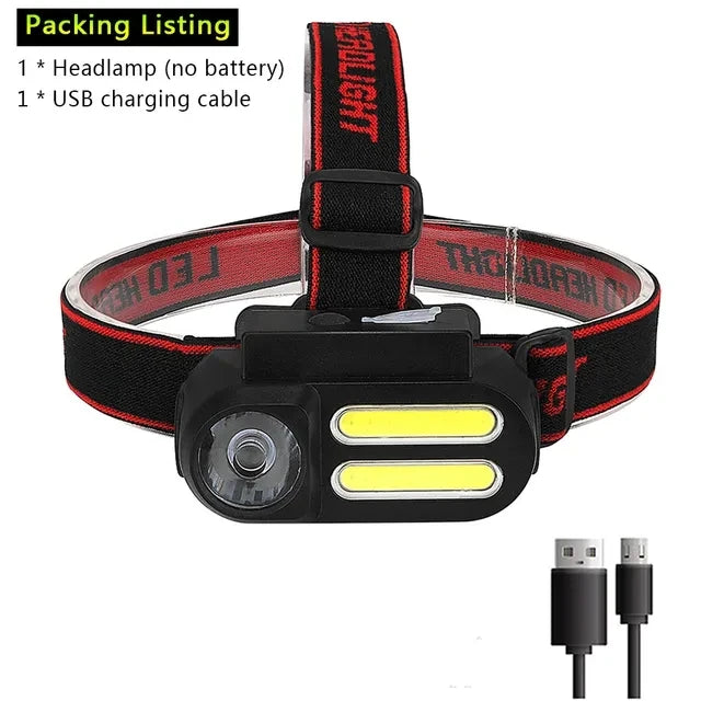 KDULIT Cross-border Multi-function USB Rechargeable COB Headlight Outdoor Lighting Torch 18650 Battery Hiking Fishing Light-WAYBIKER