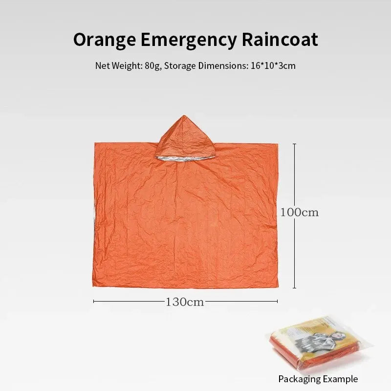 Emergency Raincoat Poncho Waterproof Rainwear Blanket Survival Camping Equipment Cold Insulation Rainwear Camping Equipment-WAYBIKER