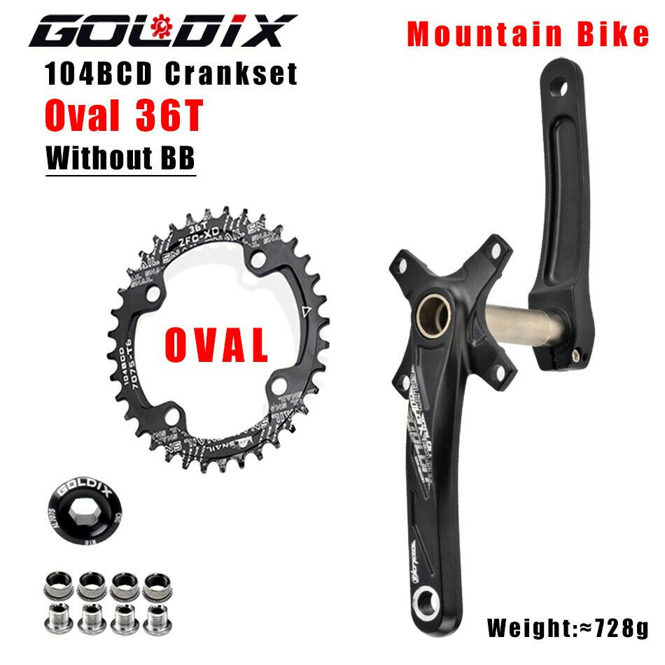 GOLDIX 104BCD Wide and narrow teeth bicycle crankset 170/175mm crank Round/Oval chain ring 32T/34T/36T/38T Bicycle crankset-WAYBIKER