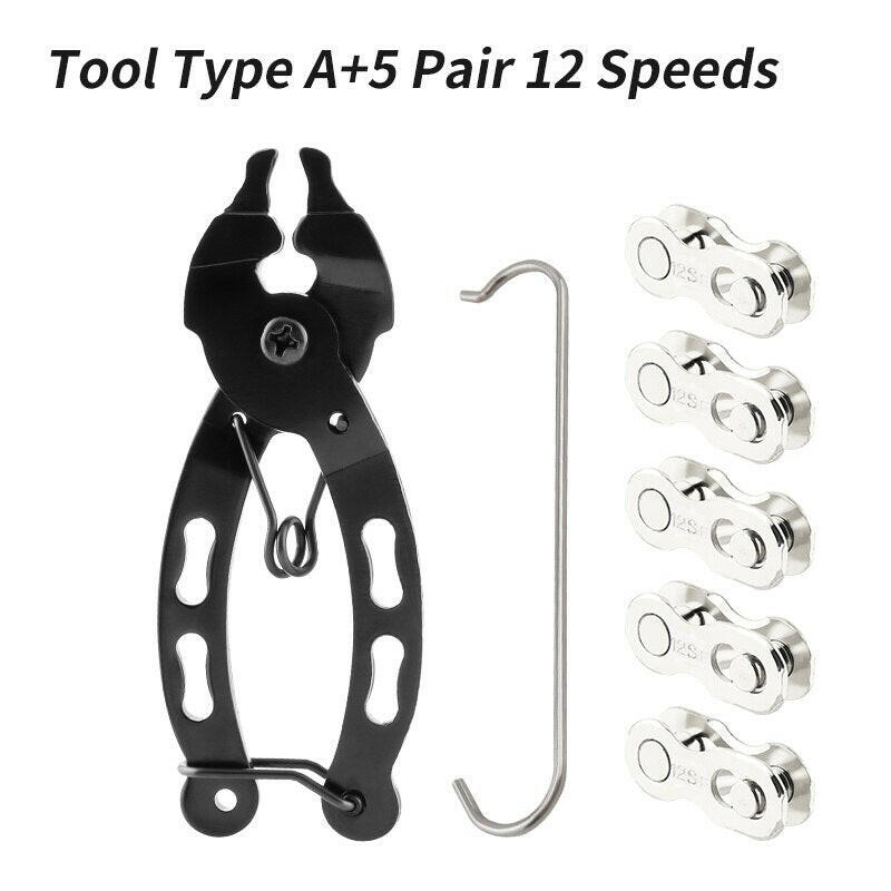 MUQZI Bicycle Chain Repair Tool Kit MTB Road Bike Chain Removal Install Plier With 5 Pairs 6 7 8 9 10 11 12 Speed Quick Link-WAYBIKER