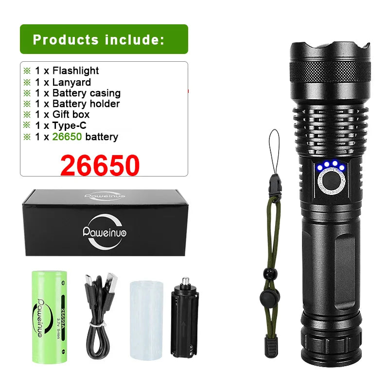 Super XHP360 LED Flashlight 18650 Usb Rechargeable High Power Tactical Flashlights XHP70 Powerful Torch IPX6 Waterproof Lantern-WAYBIKER