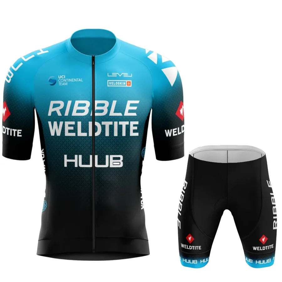 HUUB Team Cycling Jersey+Bib shorts Set 2023 Mens Mountain Bicycle Clothing Short Sleeve Suit Sports MTB Bike Training Uniform