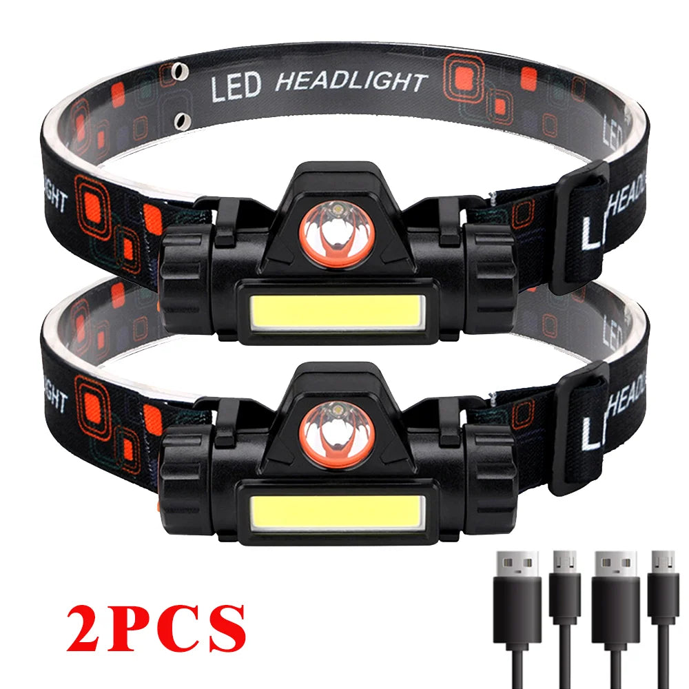 Portable LED Head Lamp With Magnet Built-in18650 Battery USB Rechargeable Headlamp Outdoor Waterproof Camping Fishing Headlight-WAYBIKER