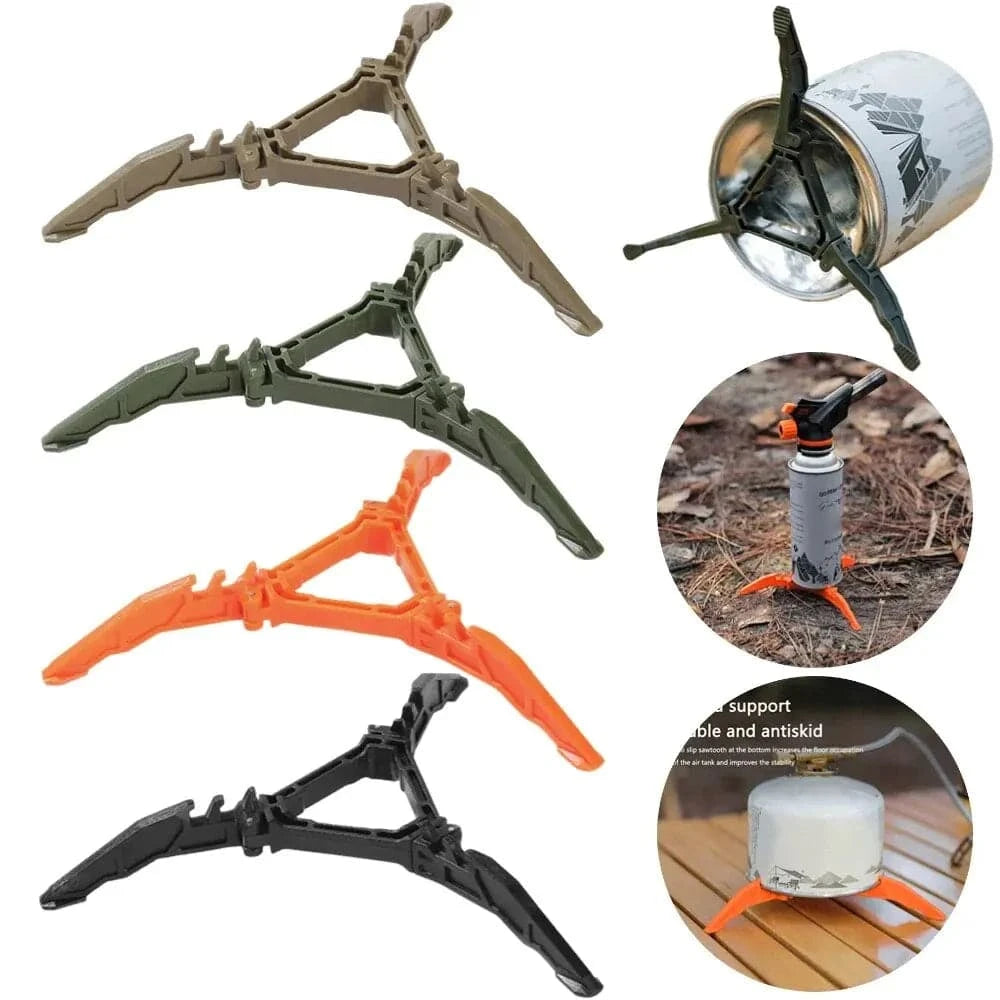 Nylon Gas Canister Stand Foldable Outdoor Gas Tank Bracket Camping Stove Bottle Stand Universal Tripod Folding Canister Stand-WAYBIKER