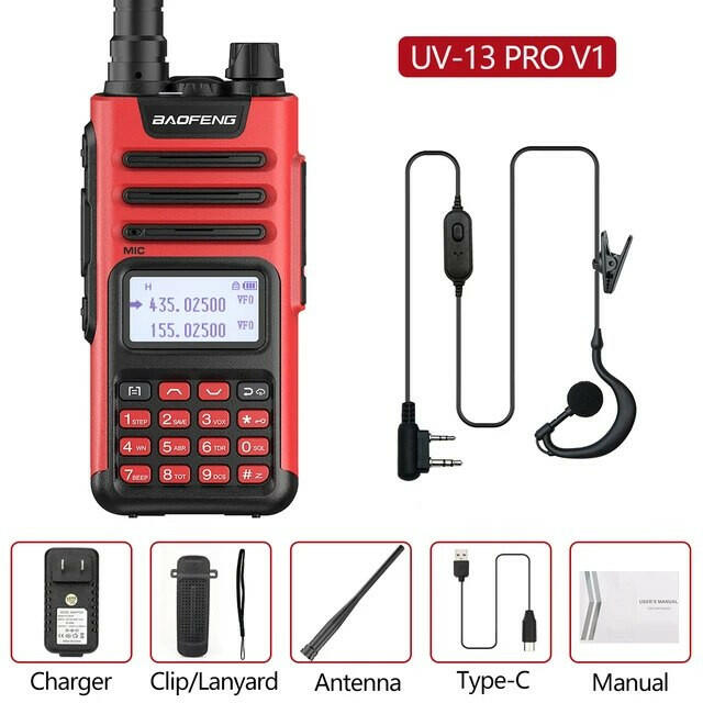 Baofeng UV-13 PRO Ham Radio 16 KM Long Range Distance Dual Band 999 Channel Type-C Charging Walkie Talkie Upgrade UV-5R UV-10R-WAYBIKER