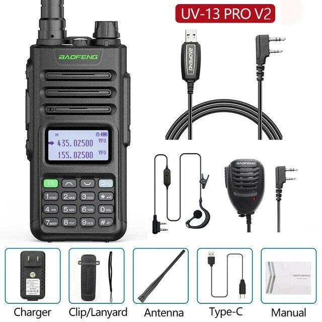 Baofeng UV-13 PRO Ham Radio 16 KM Long Range Distance Dual Band 999 Channel Type-C Charging Walkie Talkie Upgrade UV-5R UV-10R-WAYBIKER