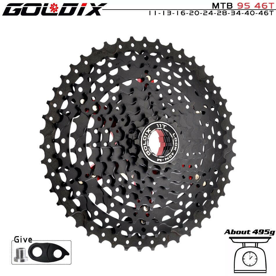 GOLDIX Black MTB Cassete 8/9/10/11/12 Speed 40/42/46/50/50T K7 8/9/10/11/12v Bicycle Freewheel Bicycle Sprocket for Shimano/SRAM-WAYBIKER