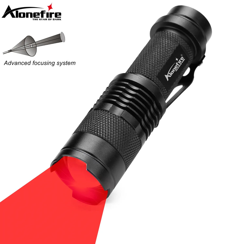 Zoom Red Light Flashlight Mini Hunting Bees Fishing Blood Vessels Astronomy Observe Star Travel Hotel Camera Detector Lamp Torch