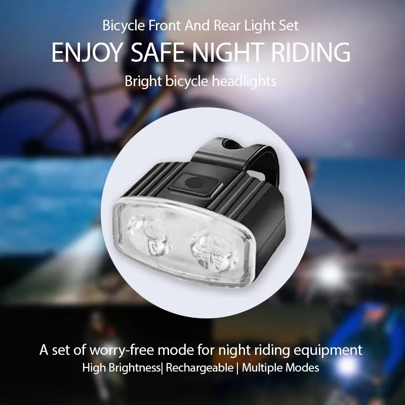 Mountain Bike Headlights Tail Lights Strong Light Night Riding Lights Flashlight Accessories Usb Charging Cycling Equipment-WAYBIKER