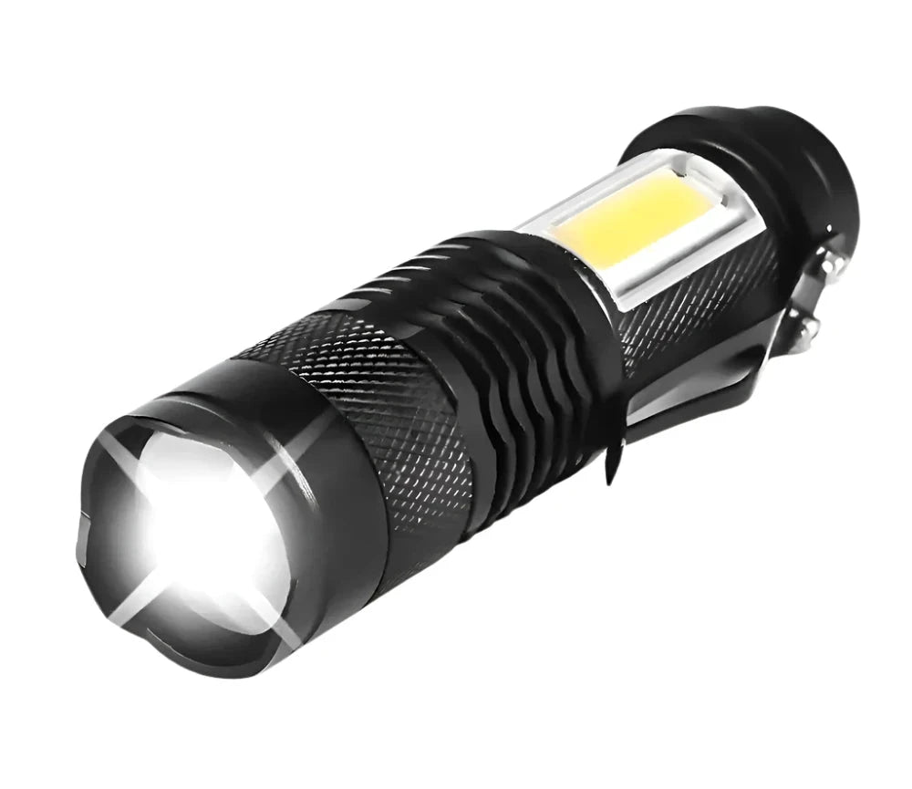Mini Portable Q5 Led  Flashlight Built In Battery Zoom Torch COB Lamp 2000 Lumens Adjustable Pen Light Waterproof for Outdoor-WAYBIKER
