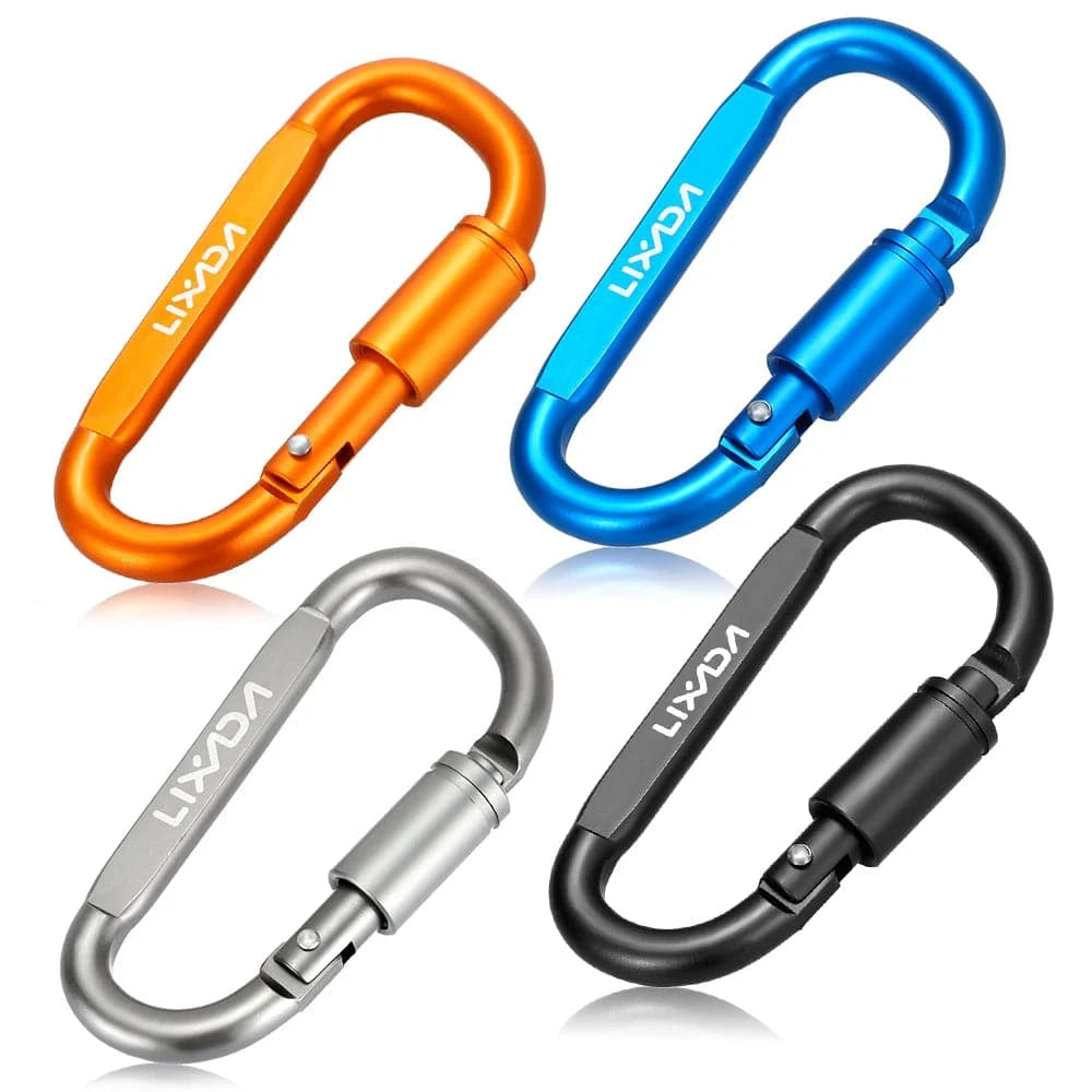 Lixada Aluminum Alloy D-ring Locking Carabiner Screw Lock Hanging Hook Buckle Keychain for Outdoor Camping Hiking-WAYBIKER