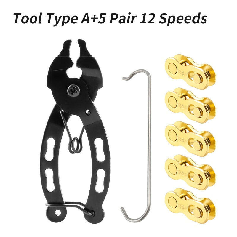 MUQZI Bicycle Chain Repair Tool Kit MTB Road Bike Chain Removal Install Plier With 5 Pairs 6 7 8 9 10 11 12 Speed Quick Link-WAYBIKER