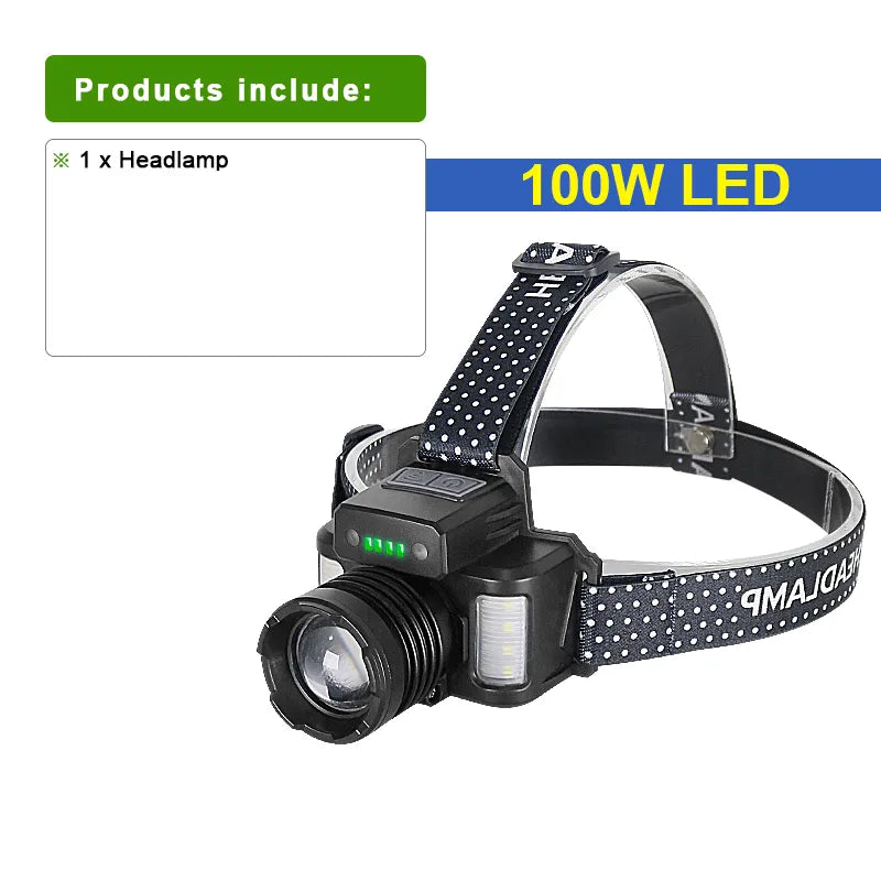 10H Powerful Sensor LED Headlamp High Power Rechargeable Built 5600mah Battery Headlight Flashlight Camping Fishing Head Lantern-WAYBIKER