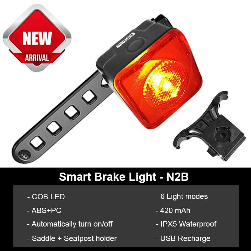 Toptrek Bicycle Smart Auto Brake Sensing Taillight IPx5 Waterproof LED Charging Cycling Tail Light Bike Rear Light Accessories-WAYBIKER