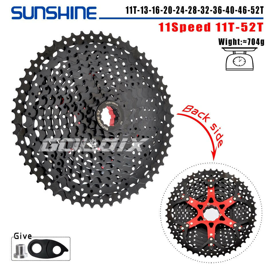 SUNSHINE Bicycle Cassette Black Mountain Bike Freewheel 8/9/10/11/12 Speed HG flywheel for SHIMANO HG Structure Specification-WAYBIKER