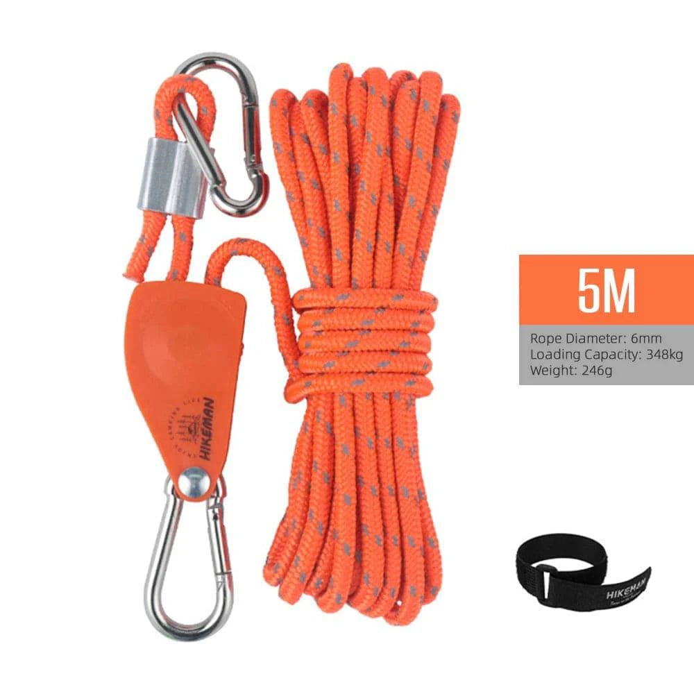 4meters/5meters Adjustable Tent Rope Clip Hanger Loose-Proof Reinforced Awning Windproof Rope Clip Camping Tools-WAYBIKER