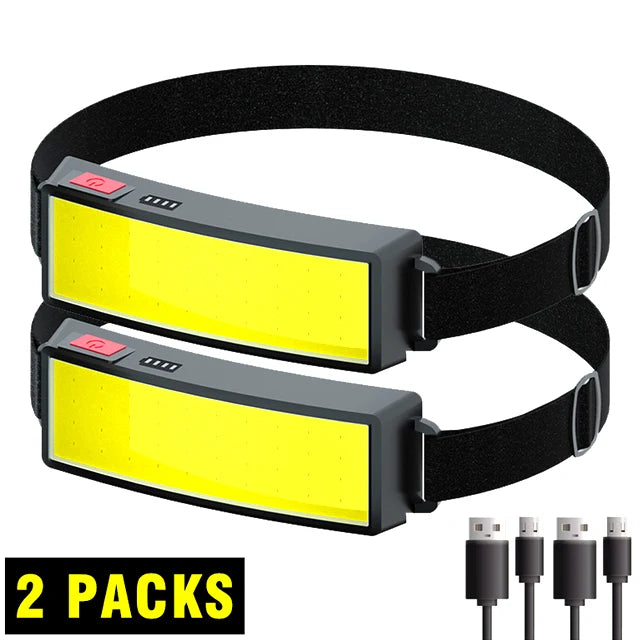 Portable LED COB Headlights Built-in 1200mah Battery USB Rechargeable Waterproof Headlamp Outdoor Camping Fishing Head Lamp-WAYBIKER