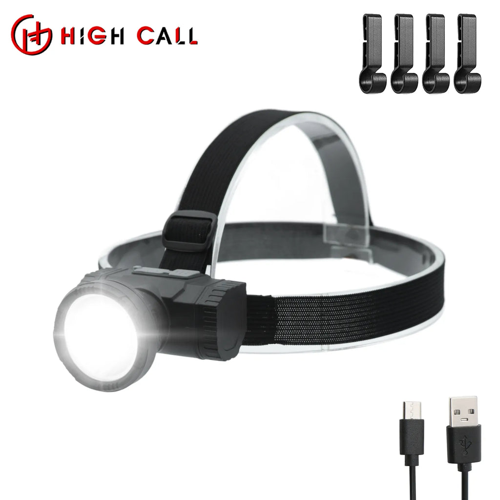 Front LED Head Powerful Spotlight Flashlight Headlamp Waterproof Rechargeable Headlight Small Battery Lamp Outdoor Camping Light-WAYBIKER