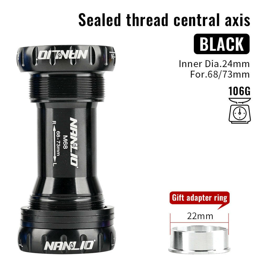 Nanlio BSA Bearing Bottom Bracket Screw Type 68/73 mm Bicycle Axis MTB Road Bike Aluminum Alloy Waterproof Crank Set Axis Parts-WAYBIKER