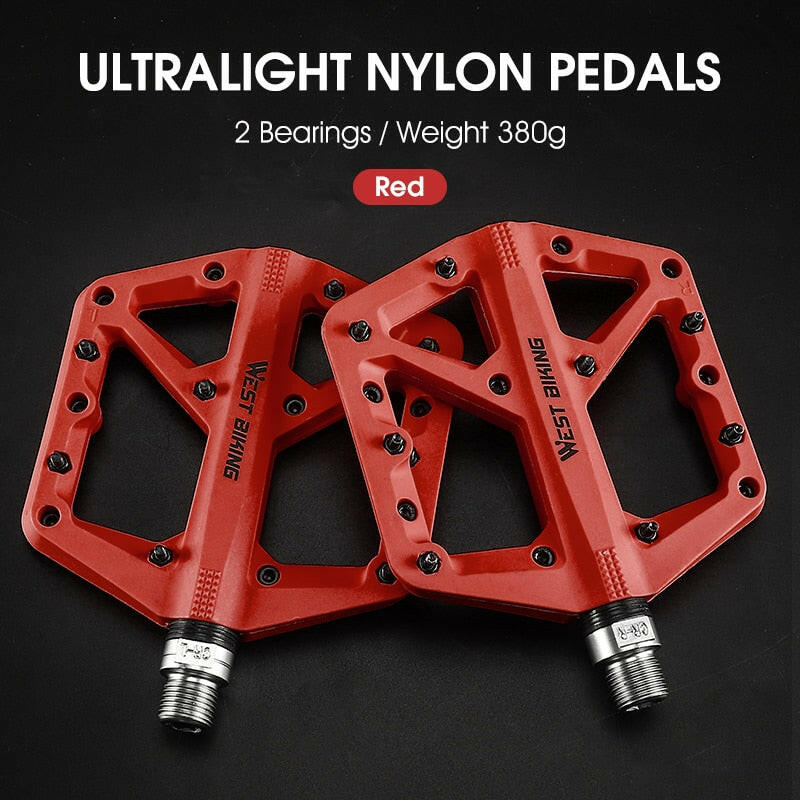 WEST BIKING Ultralight Nylon Bicycle Pedals Moutain Bike Pedals 2 Sealed Bearings Non-Slip Multicolor Bike Pedals MTB Accessorie-WAYBIKER
