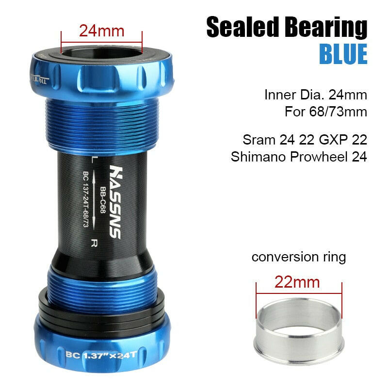 HASSNS Central Movement Bicycle Bottom Bracket Mtb Hollowtech Central Movement Mountain Bike Ceramics BB For Integrated Crankset-WAYBIKER